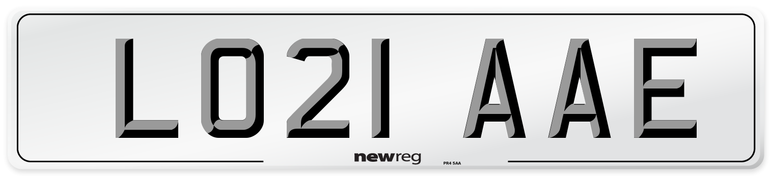 LO21 AAE Number Plate from New Reg